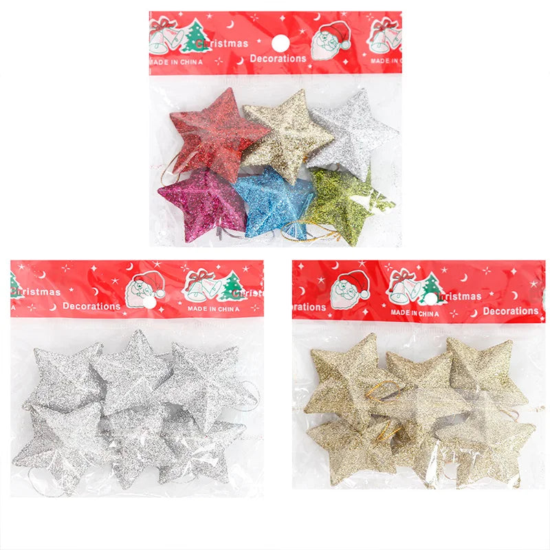 Gold Glitter Star Ornaments Christmas Tree Pendant Plastic Christmas Decorations Festive Embellish Party Navidad Decoration 2025