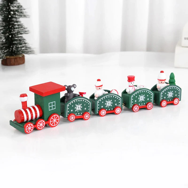 Christmas Wooden Train Merry Christmas Decorations for Home 2024 Xmas Tree Ornament Navidad Noel Kids Gift Happy New Year 2025