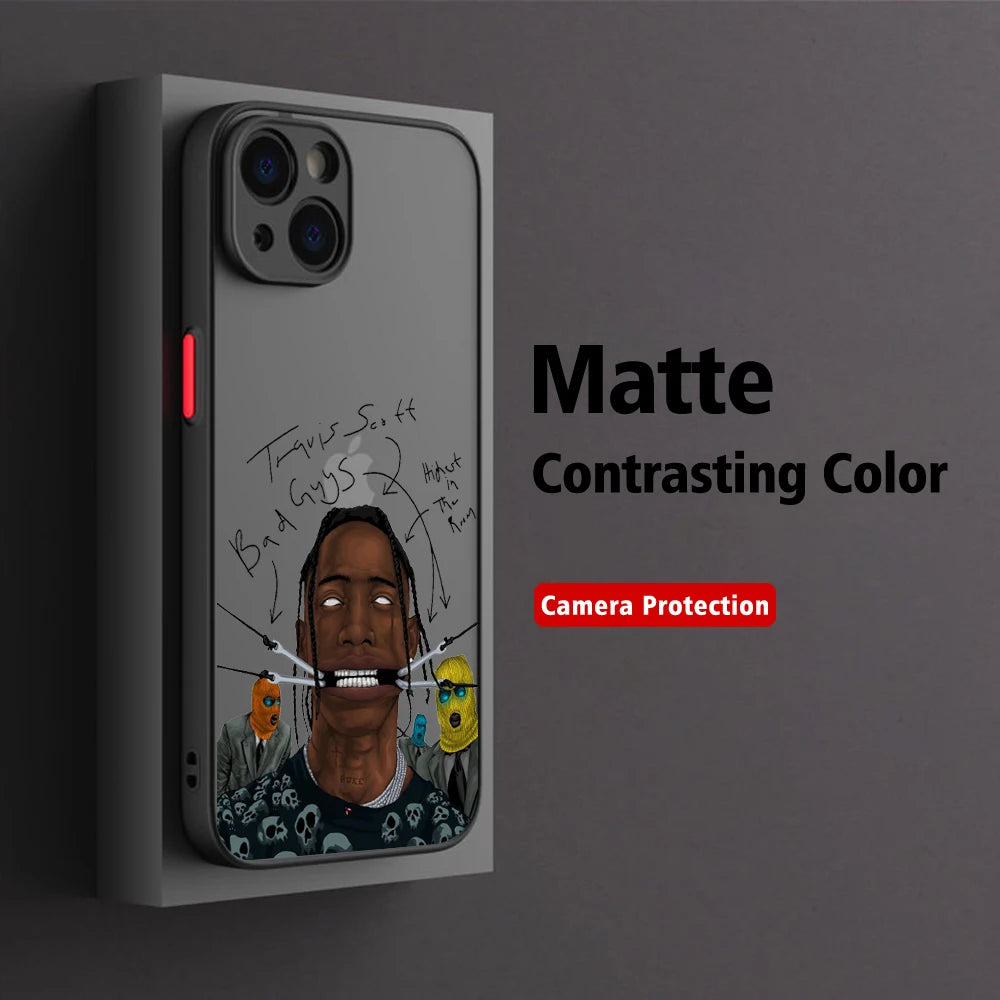 Luxury Travis Scott Cactus Jack Phone Case For iPhone 15 14 13 12 11 Mini Pro Max X XR 7 8 Plus Matte Transparent Back Cover