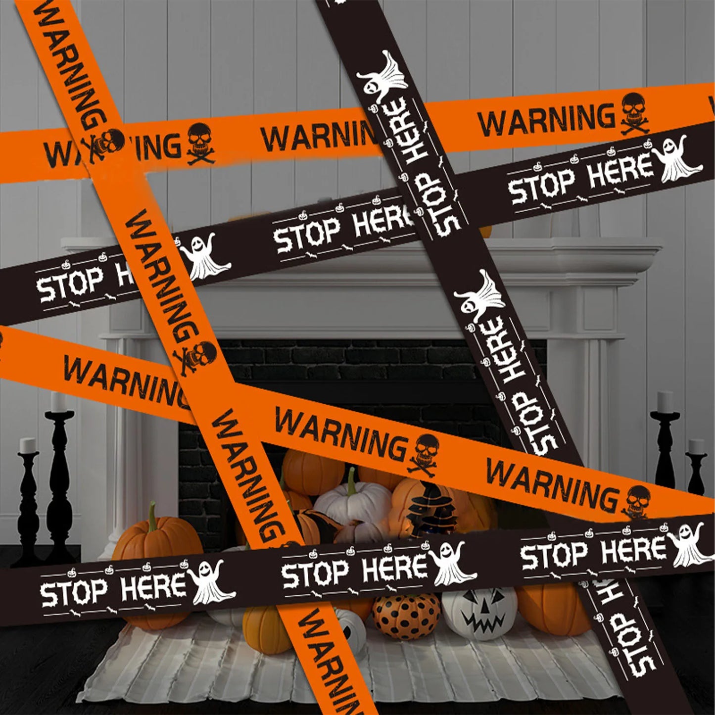 2024 Halloween Decoration Warning Tape Signs Halloween Prop Window Party Danger Warning Lline Halloween Decor Fright Tape Bundle