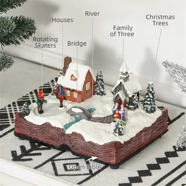 A biblical Christmas town with 10 built-in LED lights to create a romantic atmosphere that can loop eight different songs