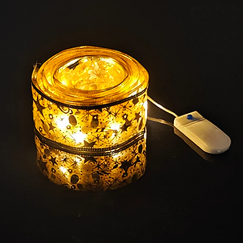 2024 LED Colouful Fairy Ribbon Lights Holiday Christmas Decoration Liquidation Ribbon for Christmas Tree Diy Christmas Tree