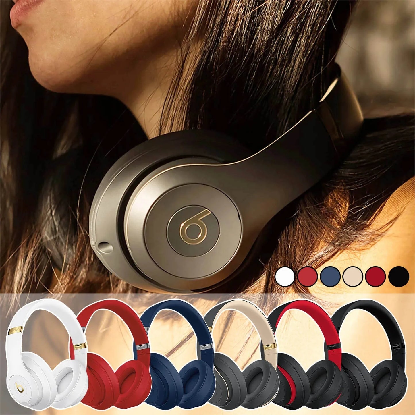 Studio3 Wireless Bluetooth Headphones Studio 3 Noise Cancelling Headset Music Sport Deep Bass Earphone Hands-Free With Mic