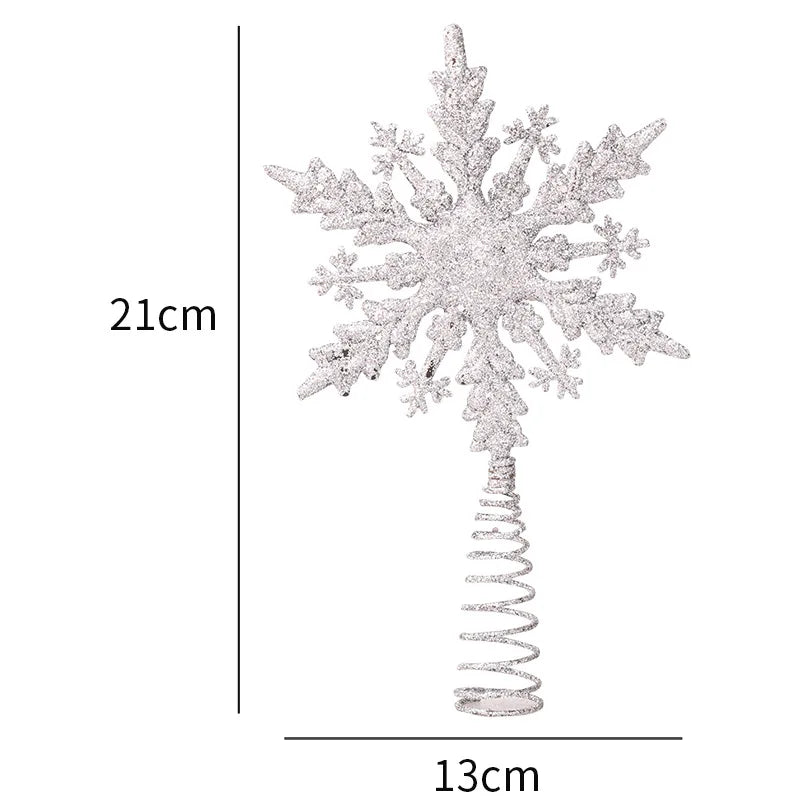 Christmas Tree Top Glitter Gold Silver Star Xmas Tree Snowflake Ornaments Christmas Decoration For Home 2024 Natal New Year 2025