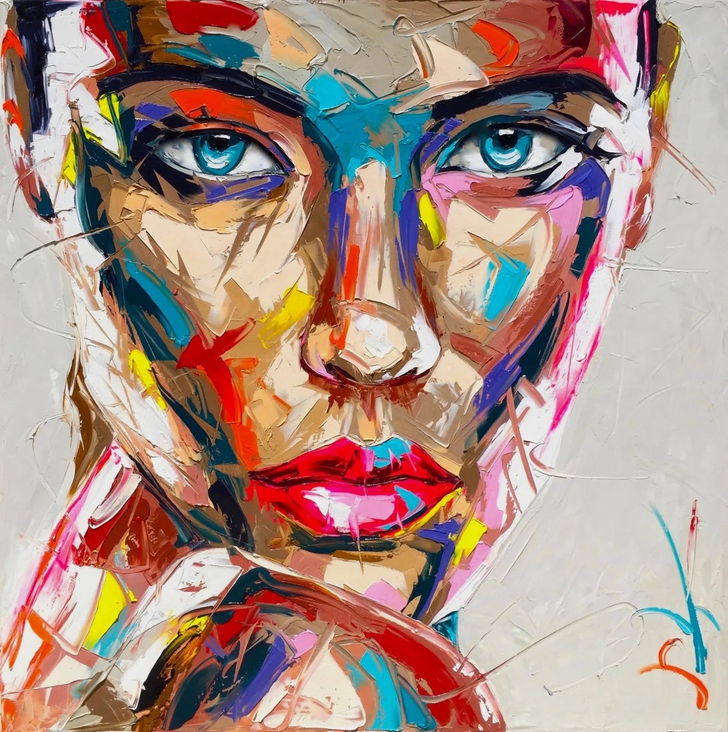 Abstract Hand Painted Palette Knife Portrait Woman Face Oil Paintings On Canvas Wall Art Home Decor Pictures For Livingroom