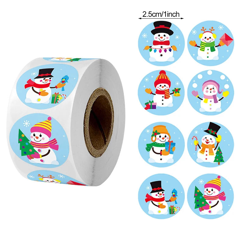 500pcs Merry Christmas Stickers Christmas Tree Elk Candy Bag Sealing Sticker Christmas Gifts Box Labels Decoration New Year 2025