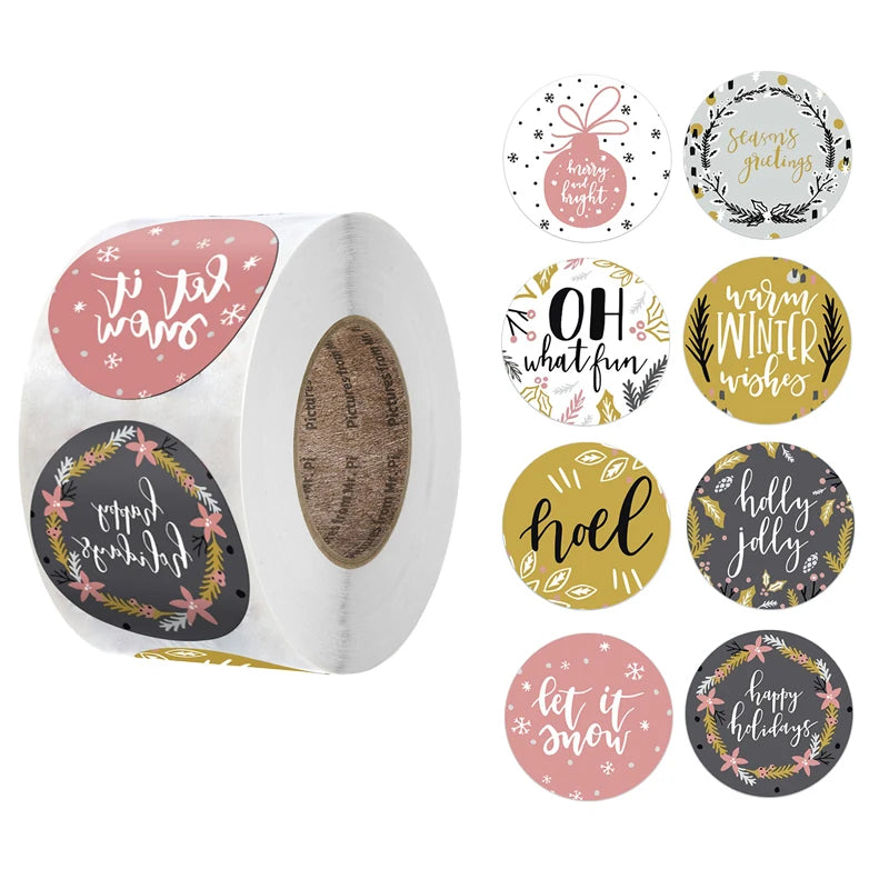 500pcs Merry Christmas Stickers Christmas Tree Elk Candy Bag Sealing Sticker Christmas Gifts Box Labels Decoration New Year 2025