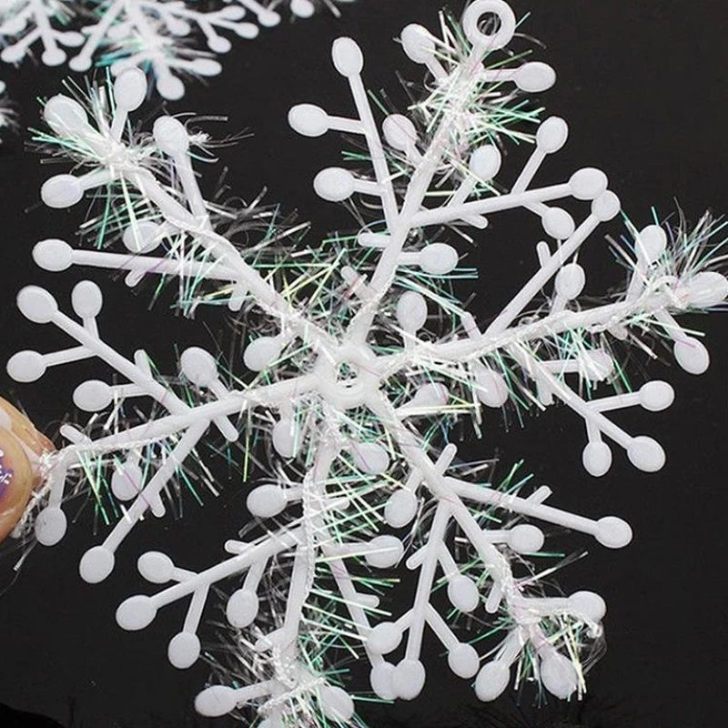 30PCS/pack Multi-size Christmas Snowflakes Christmas Tree Decor Artificial Plastic Snowflake Decor Xmas Party Home Decoration