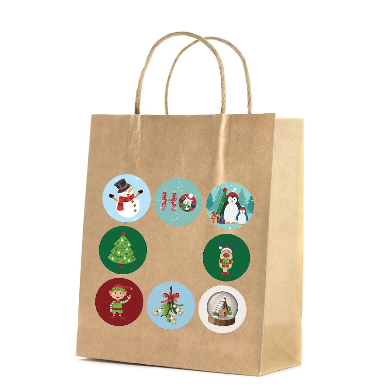 500pcs Merry Christmas Stickers Christmas Tree Elk Candy Bag Sealing Sticker Christmas Gifts Box Labels Decoration New Year 2025