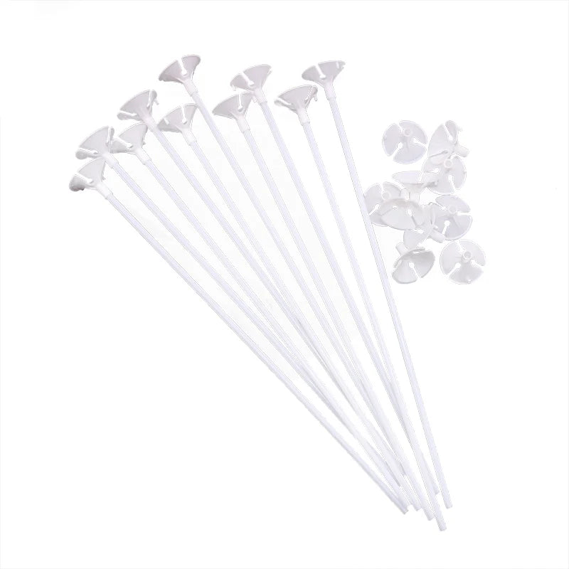 30cm Latex Balloon Stick White Balloons Holder Sticks with Cup Wedding Birthday Party Inflatable Balls Decoration Accessories