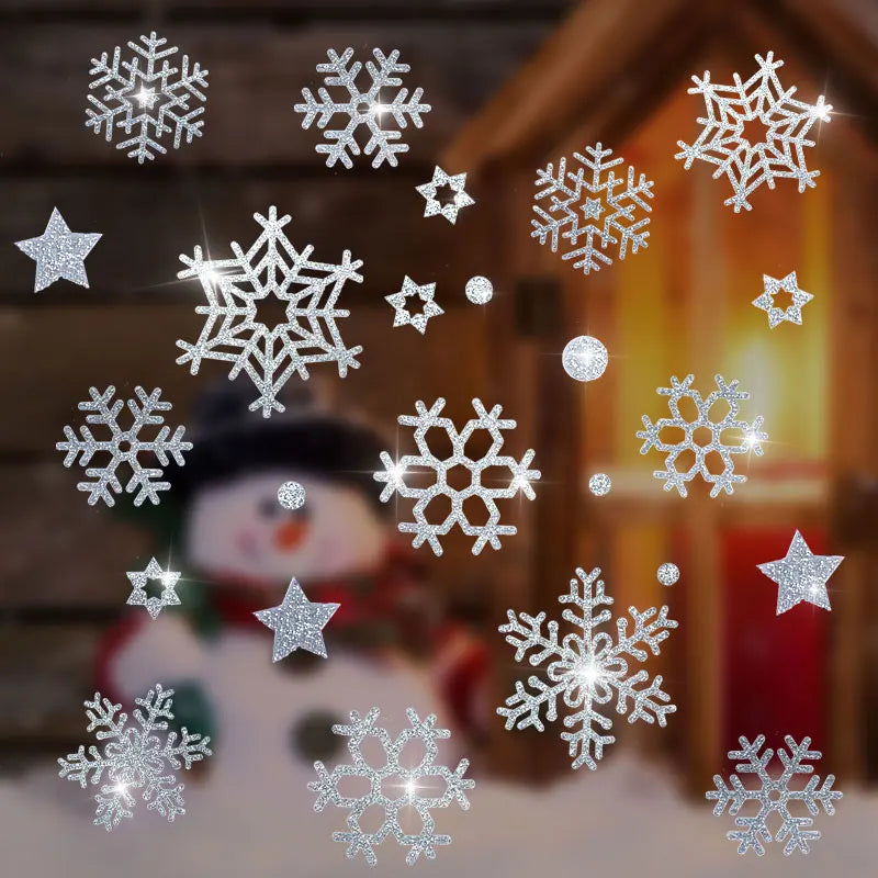 Christmas Glass Stickers  Home Decor Ornaments Xmas Snowflake Santa Claus Door Shop Window Sticker New Year Christmas Decoration