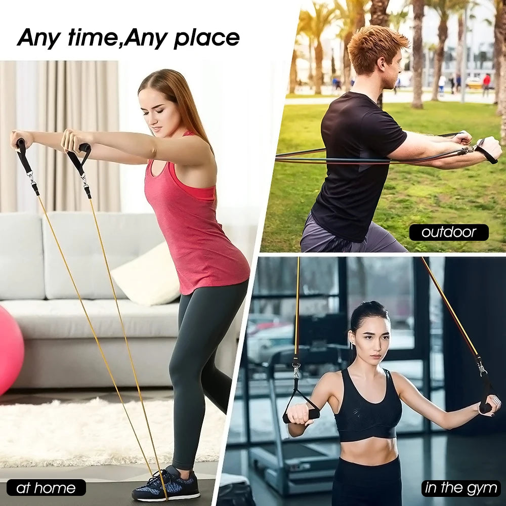 5 Levels  Elastic Band Yoga Pull Rope Elastic Gym Fitness Exercise Tube Band With Handles For Home Workouts Strength Training