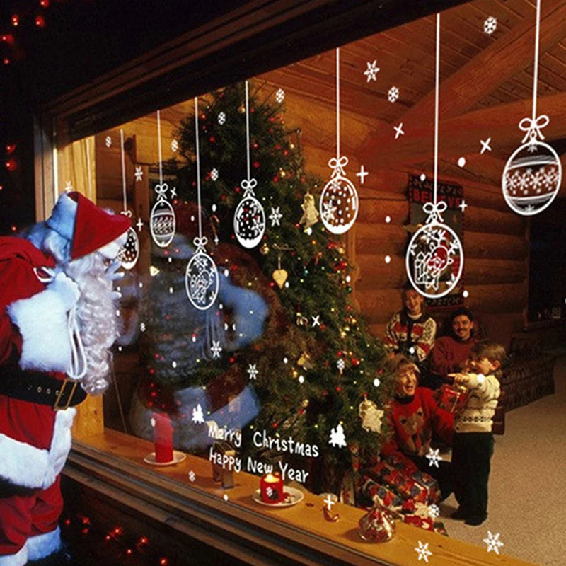 Christmas Glass Stickers  Home Decor Ornaments Xmas Snowflake Santa Claus Door Shop Window Sticker New Year Christmas Decoration
