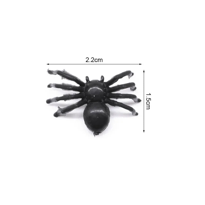 50/100pcs Halloween Black Spiders Small Luminous Plastic Spider Halloween Party Home Decoration Tricky Prank Toy Haunted House