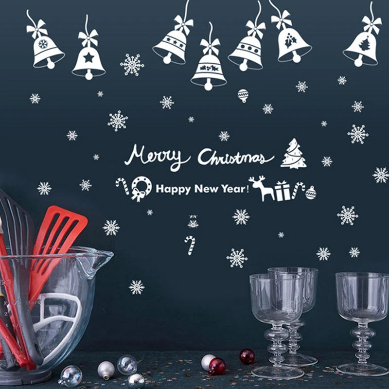 Christmas Glass Stickers  Home Decor Ornaments Xmas Snowflake Santa Claus Door Shop Window Sticker New Year Christmas Decoration