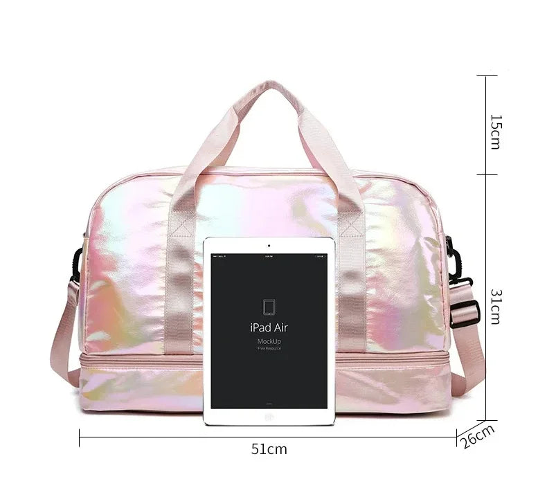 Women's Gym Travel Bag Large Capacity Handbag Shoulder Bag Casual Crossbody Luggage Bag Dry Wet Separation Sports Fitness Bag