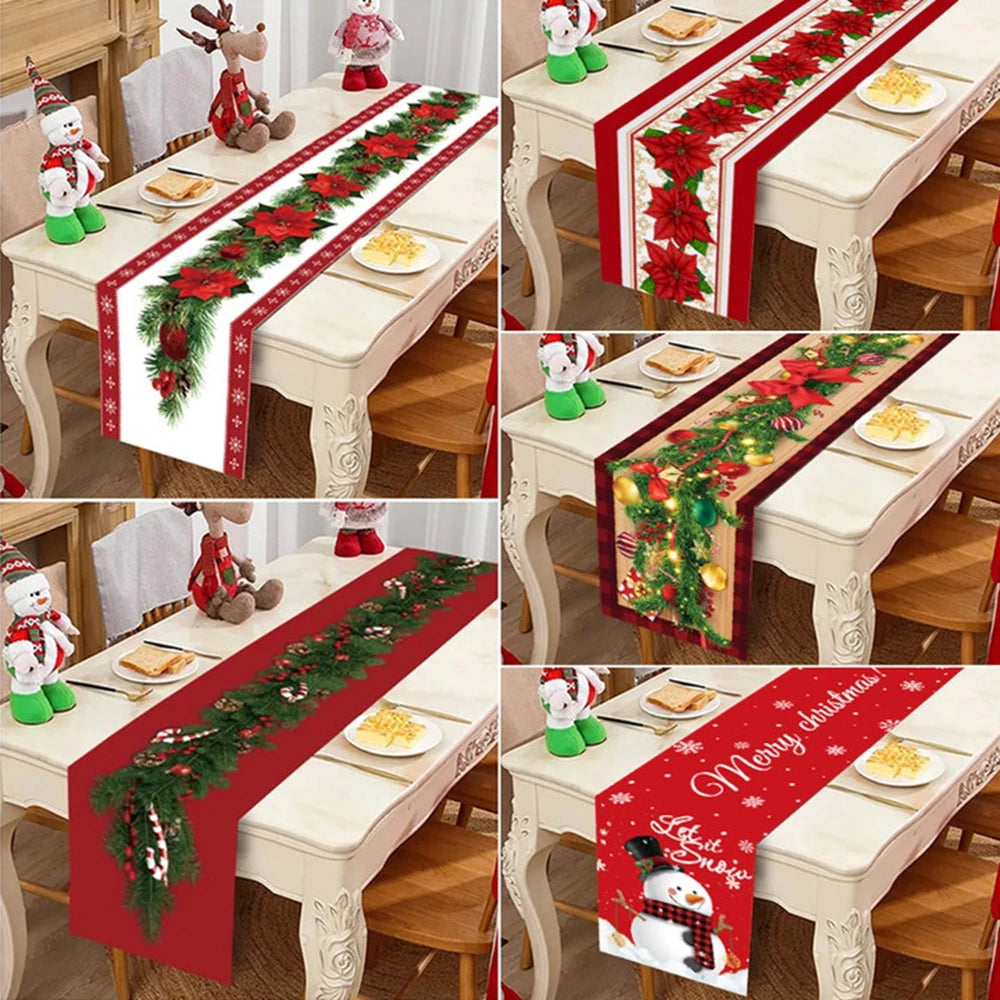 Christmas Table Runner Merry Christmas Decoration for Home Xmas Party Decor 2024 Navidad Notal Noel Ornament Happy New Year 2025