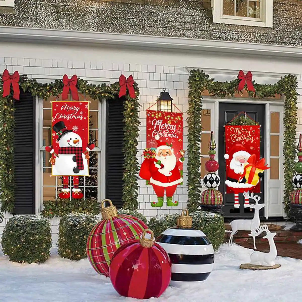 Christmas Hanging Flag Porch Door Banner Christmas Decorations For Home 2024 Ornaments Xmas Gifts Navidad  New Year Decor 2025