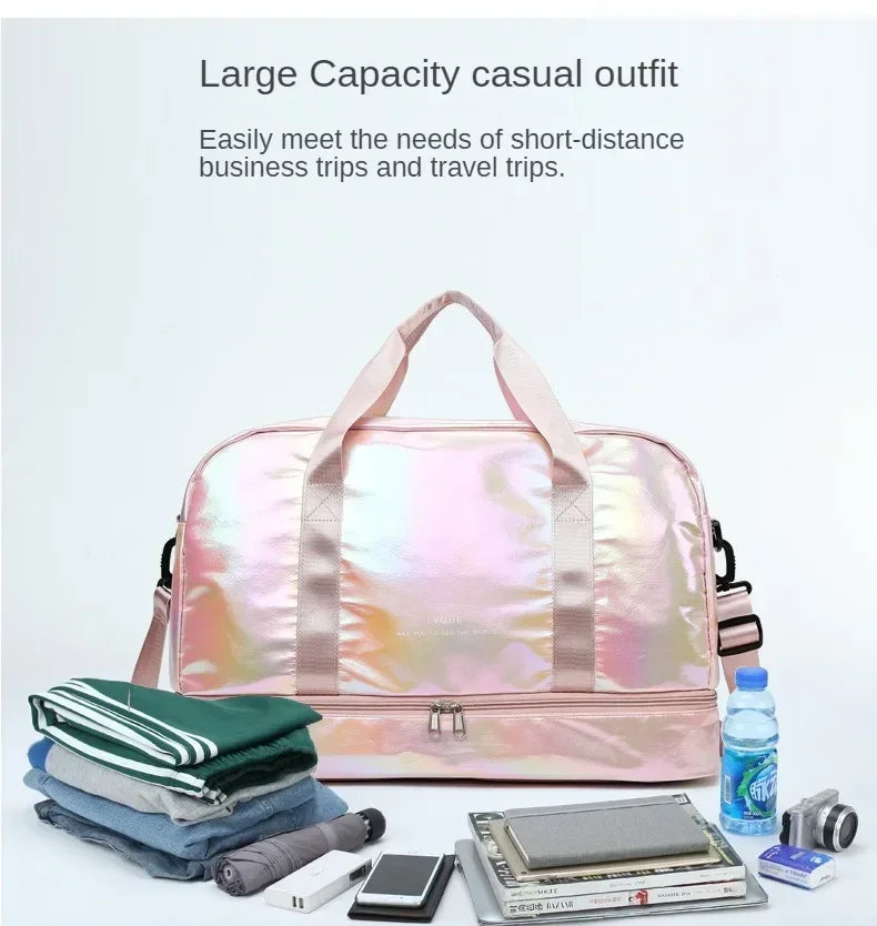 Women's Gym Travel Bag Large Capacity Handbag Shoulder Bag Casual Crossbody Luggage Bag Dry Wet Separation Sports Fitness Bag