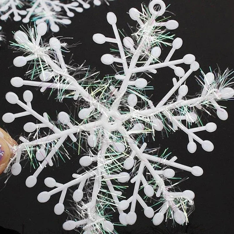 30PCS/pack Multi-size Christmas Snowflakes Christmas Tree Decor Artificial Plastic Snowflake Decor Xmas Party Home Decoration