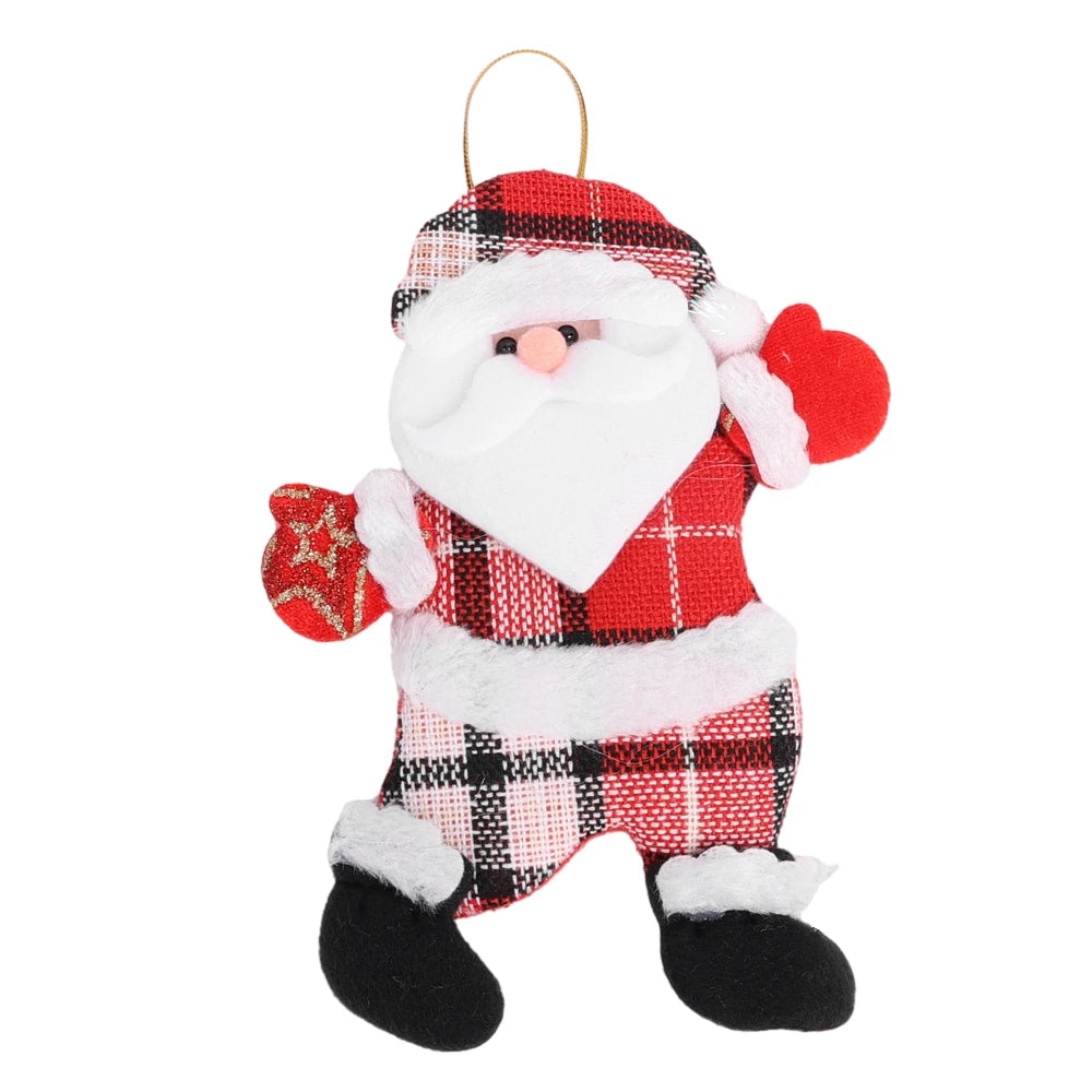 12/1Pcs Christmas Plush Doll Ornaments Santa Claus Snowman Xmas Tree Hanging Pendants Home Xmas New Year Party Decorations Gifts