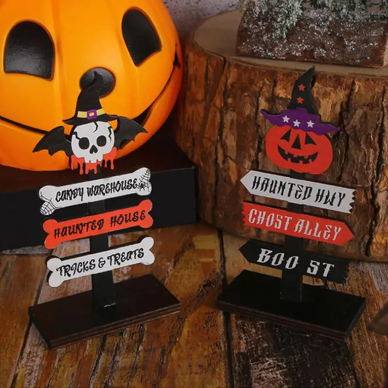 Halloween Table Sign Scary Funny Retro Home Decoration Tabletop Ornament Wooden Sign Halloween Accessories For Homes Dining Room