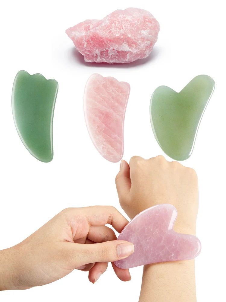 Rose Quartz Natural Jade Guasha Slimming Face Massager Lifting Tool Facial Skin Massage Beauty Spa Care for Face Neck Back Body