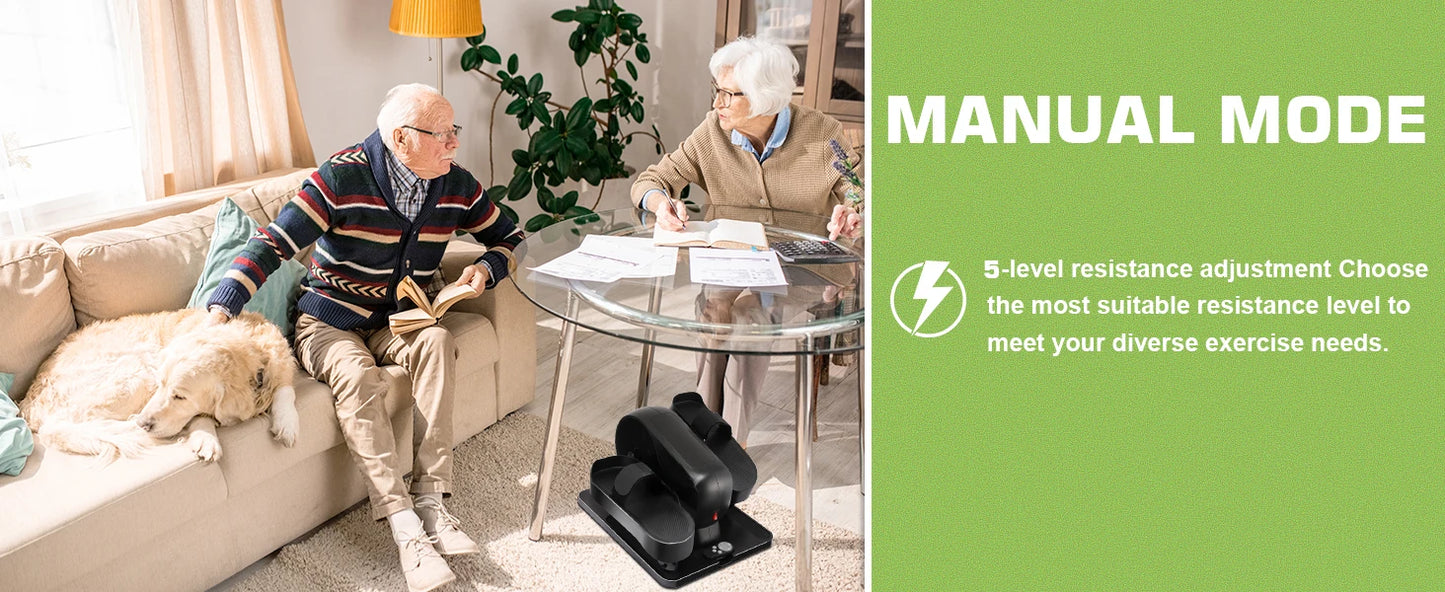 Under Desk Elliptical Machine,Ellipse Leg Exerciser,Dual Mode Resistance/Speed Adjustable Motorized Bike Pedal Exerciser