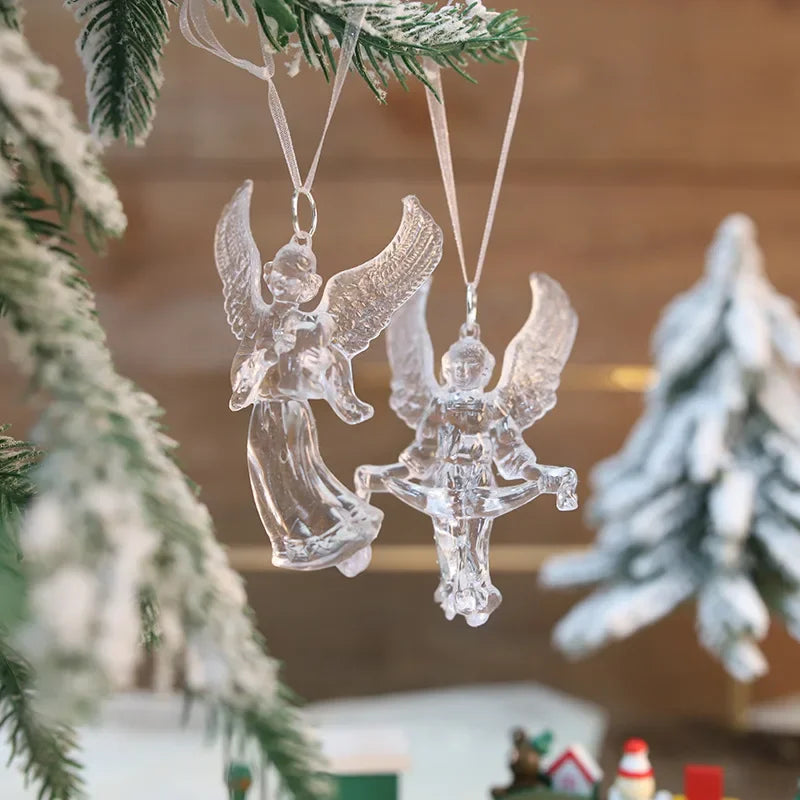 Acrylic Snowflake Drop Icicle Pendants Christmas Clear Crystal Ornaments Xmas Tree Hanging Pendants Home Party Decor New Year