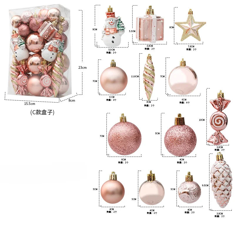 20/29/40pcs Christmas Ball Blue Red Christmas Tree Hanging Pendants Home Gifts New Year Special-shaped Christmas Spheres 2023