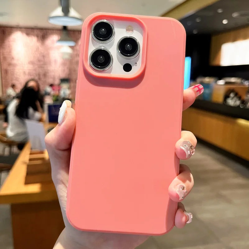 Fashion Candy Colors Soft Phone Case for IPhone 11 12 14 13 15 Pro Max 14Plus Camera Bumper Shock Protection Matte Cover Coque