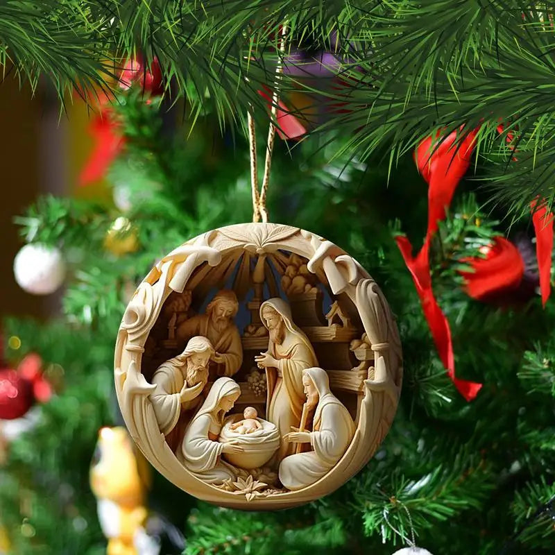 Nativity Keepsake Religious Ornament Creative Jesus Family Scene Christmas Ornament For Tree Decor Christian Hanging Pendent