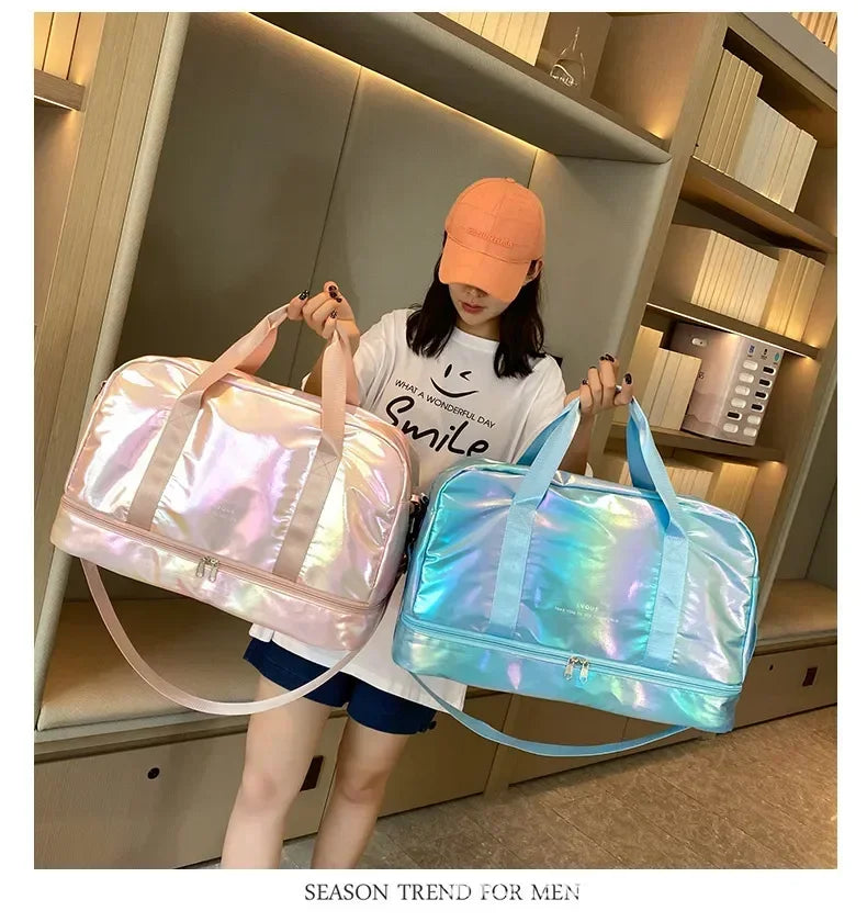 Women's Gym Travel Bag Large Capacity Handbag Shoulder Bag Casual Crossbody Luggage Bag Dry Wet Separation Sports Fitness Bag