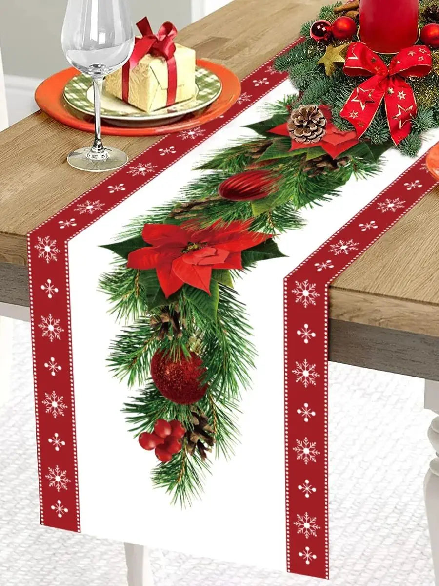 Christmas Table Runner Merry Christmas Decoration for Home Xmas Party Decor 2024 Navidad Notal Noel Ornament Happy New Year 2025