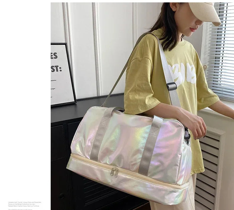 Women's Gym Travel Bag Large Capacity Handbag Shoulder Bag Casual Crossbody Luggage Bag Dry Wet Separation Sports Fitness Bag