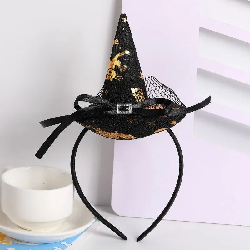 Halloween Witch Hat Headband Pumpkin Skull Spider Web Head Band Ghost Festival Kids Girls Costume Happy Halloween Day Party Hats