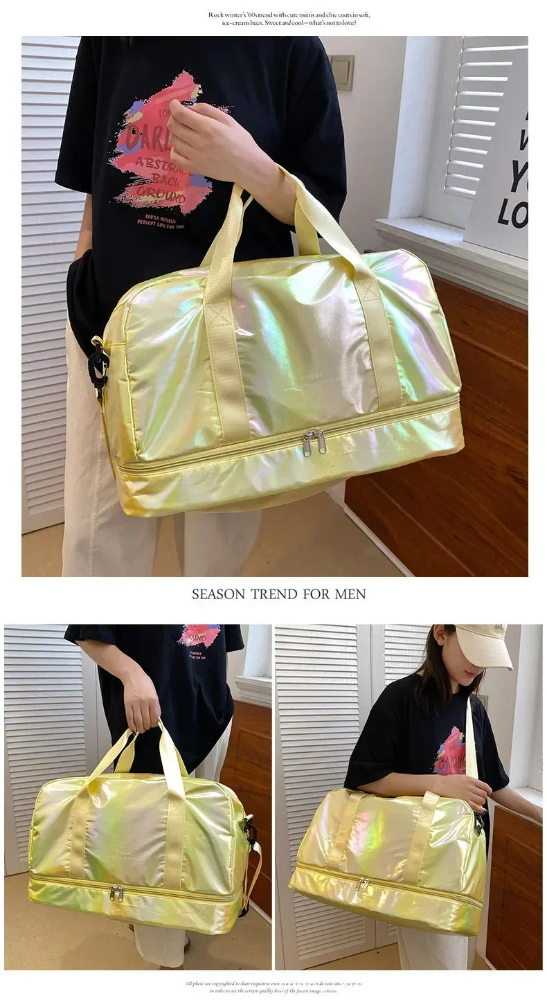Women's Gym Travel Bag Large Capacity Handbag Shoulder Bag Casual Crossbody Luggage Bag Dry Wet Separation Sports Fitness Bag