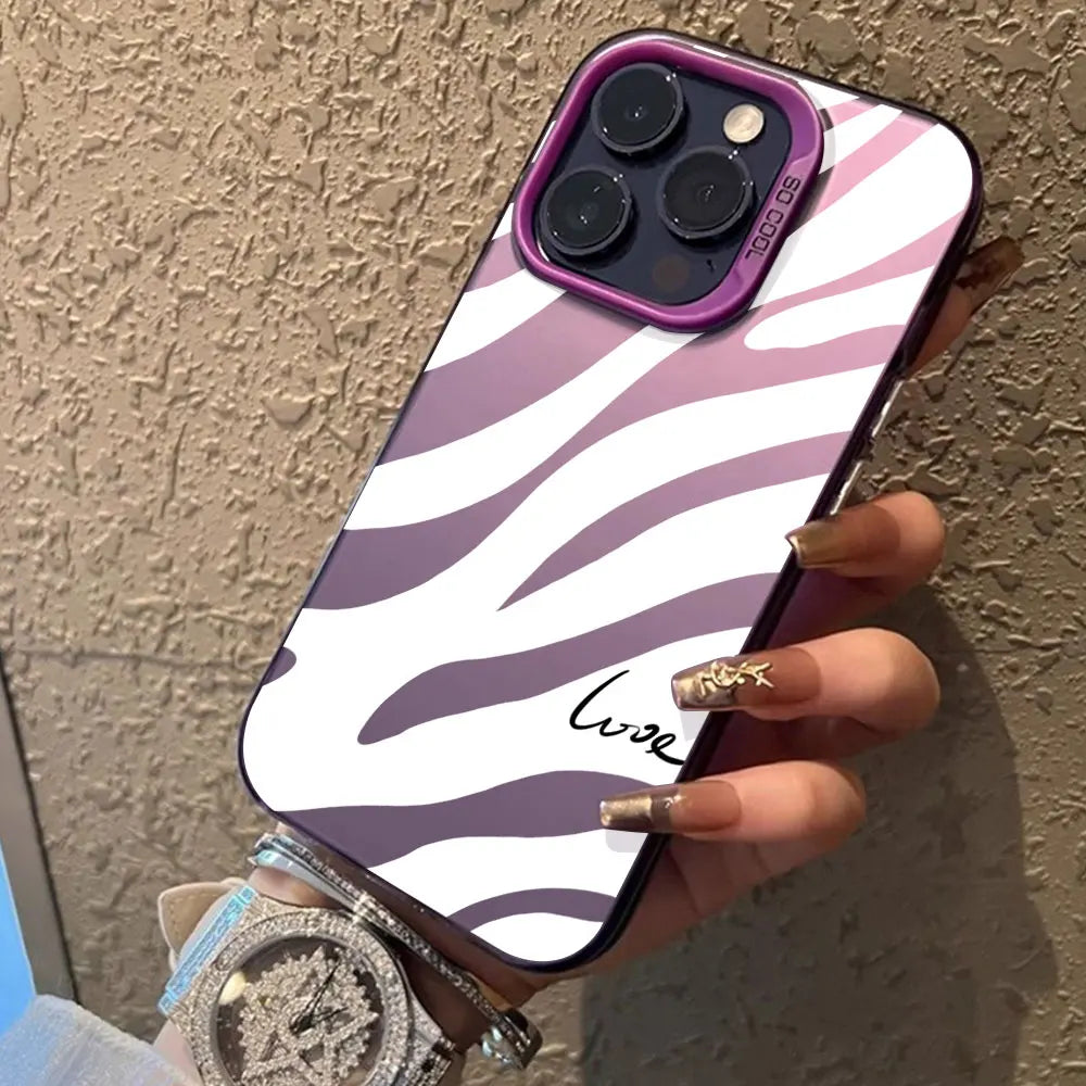 Color Case For iPhone 16 15 14 13 12 11 Pro Max X XR XS Max 7 8 Plus SE 2023 2022 2020 Cover IMD Shockproof Luxury Stripe Fundas