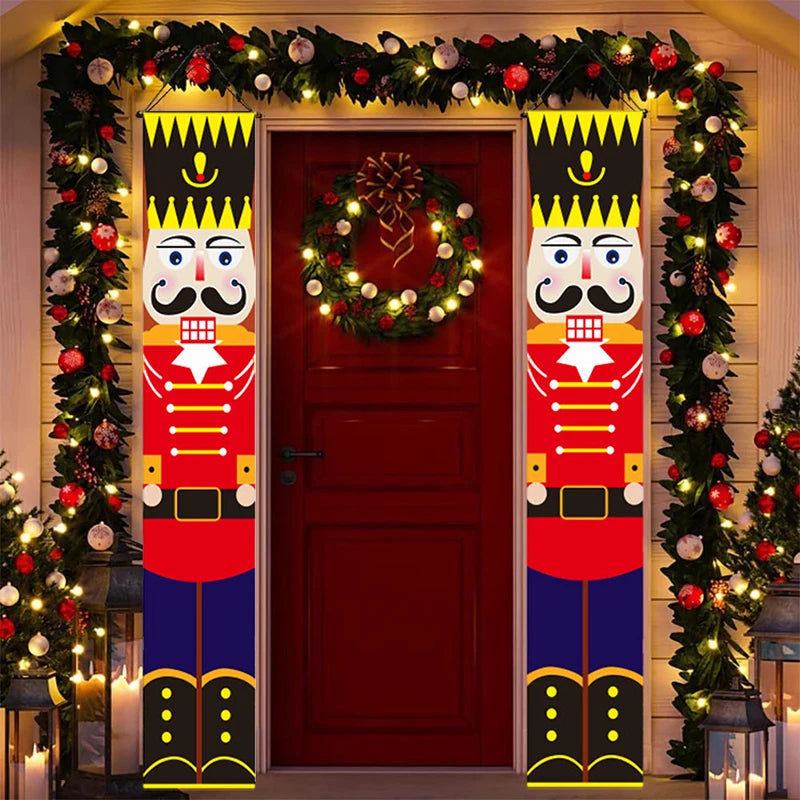 Christmas Couplets Santa Claus Snowman Door Curtain Decoration Christmas Flag Wall Decoration Background Hanging Flag Decor