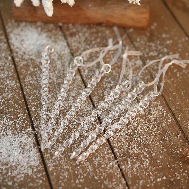 Acrylic Snowflake Drop Icicle Pendants Christmas Clear Crystal Ornaments Xmas Tree Hanging Pendants Home Party Decor New Year