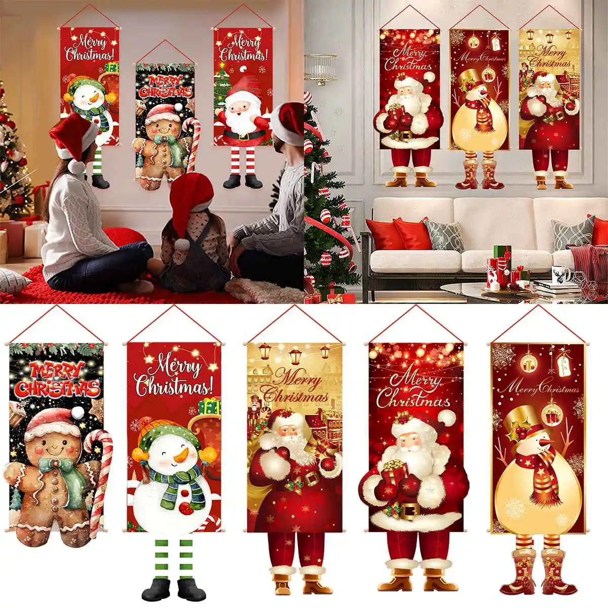 Christmas Hanging Flag Porch Door Banner Christmas Decorations For Home 2024 Ornaments Xmas Gifts Navidad  New Year Decor 2025
