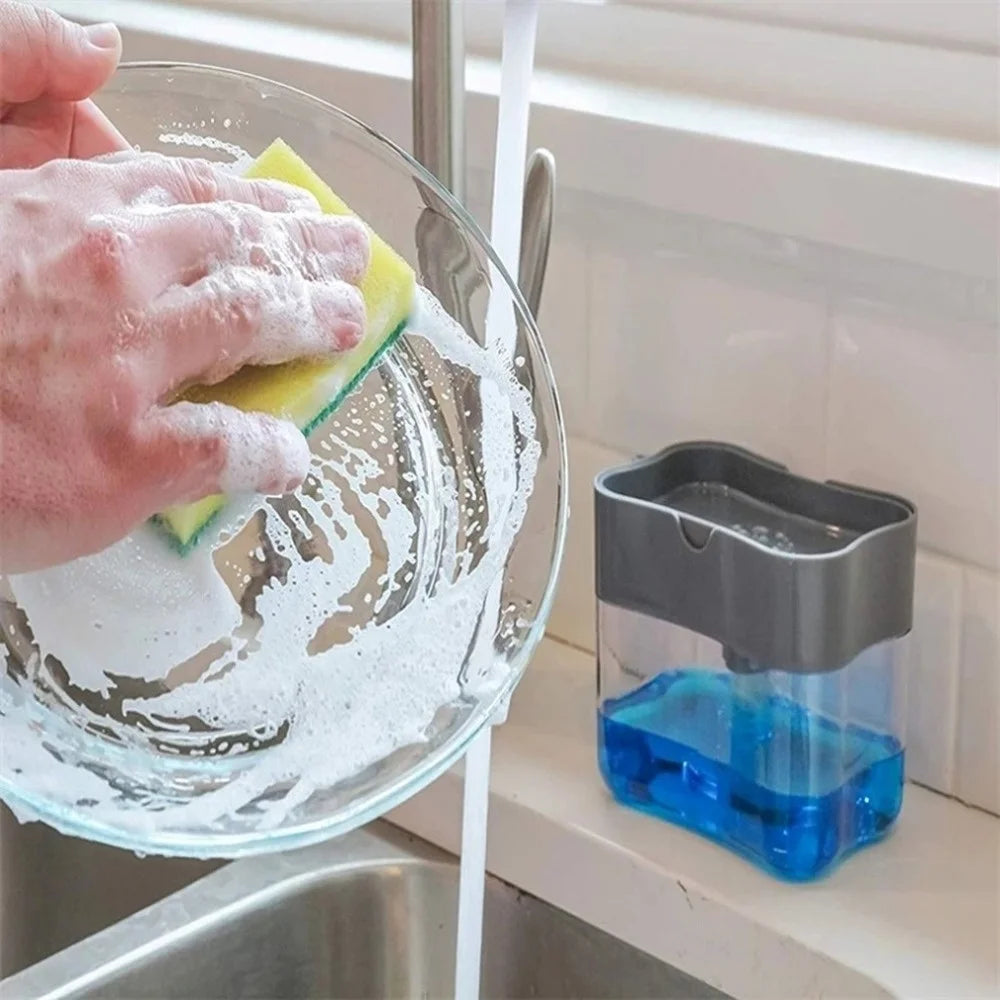 Dish Soap Dispenser for Kitchen,Liquid Soap Dispenser Kitchen Soap Dispenser with Sponge Holder,Sponge Caddy Soap Pump Dispenser