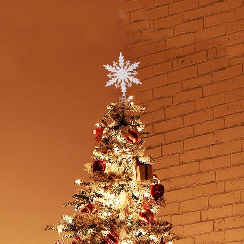 Christmas Tree Top Glitter Gold Silver Star Xmas Tree Snowflake Ornaments Christmas Decoration For Home 2024 Natal New Year 2025
