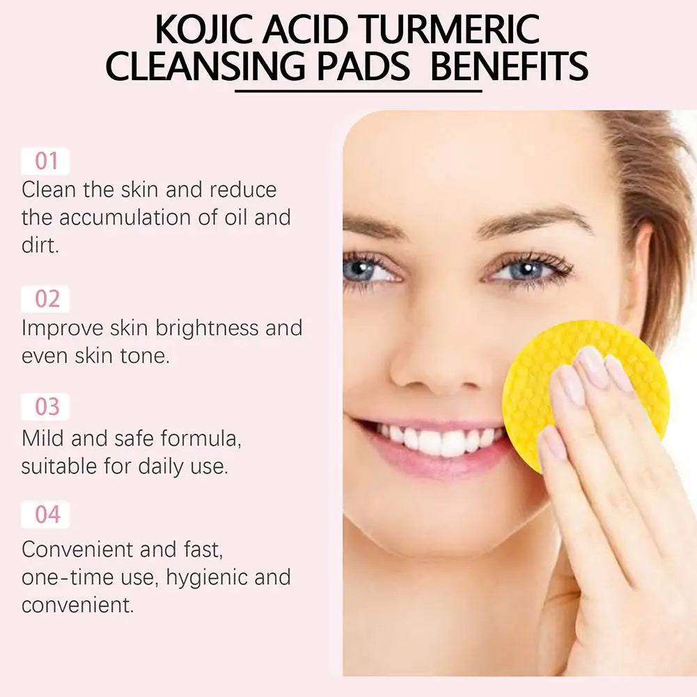 40pcs Turmeric Kojic Acid Cleansing Pads Exfoliating Pads Facial Sponges For Cleansing Exfoliating Daily Cleaning Skin Care Gift