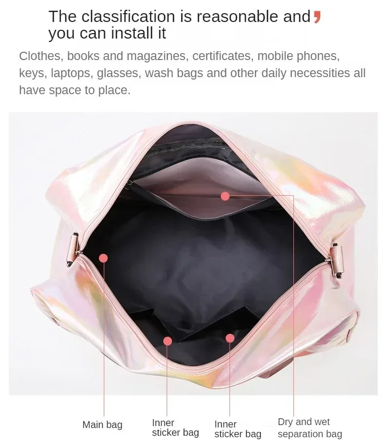Women's Gym Travel Bag Large Capacity Handbag Shoulder Bag Casual Crossbody Luggage Bag Dry Wet Separation Sports Fitness Bag