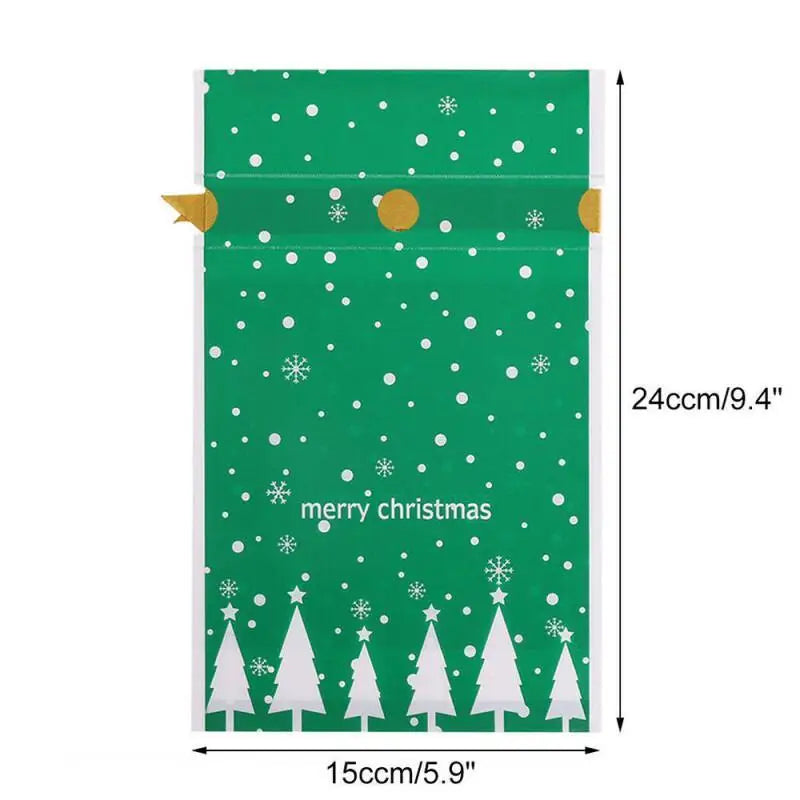 10Pcs Drawstring Christmas Gifts Bag Santa Claus New Year 2024 Large Candy Bag Cookie Packaging Bag Navidad Xmas Home Decoration
