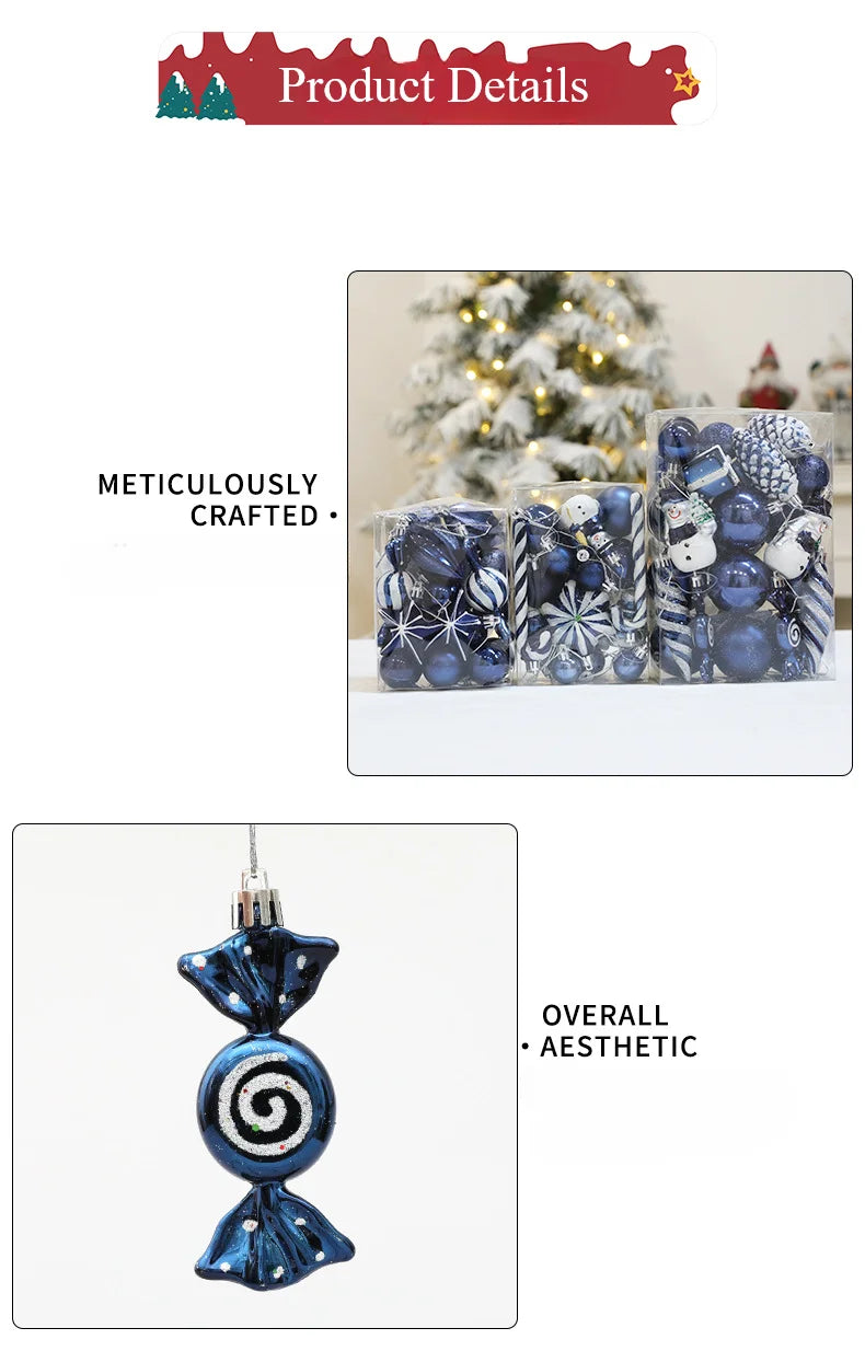 20/29/40pcs Christmas Ball Blue Red Christmas Tree Hanging Pendants Home Gifts New Year Special-shaped Christmas Spheres 2023
