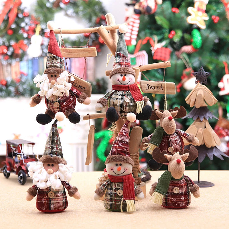 Santa Snowman Doll Chirstmas Decorations Pendant Cute Claus Elk Doll Christmas Ornaments Xmas Navidad Gifts Happy New Year 2025