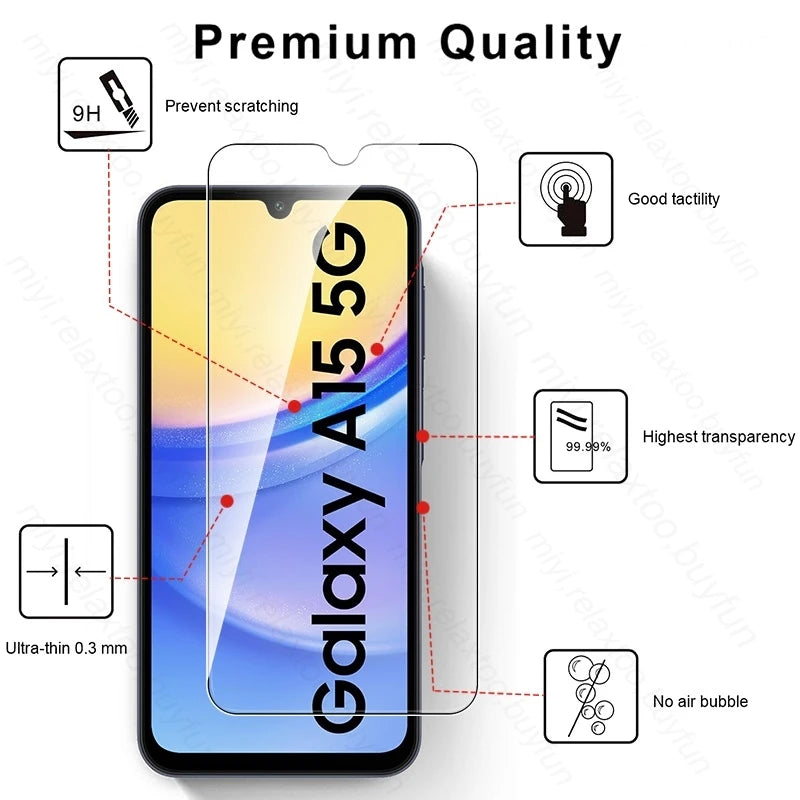 2PCS 9H Premium Tempered Glass For Samsung Galaxy A15 5G Case Protective Glass SamsungA15 Samung A 15 4G 25 35 55 5G 15A 35A 55A