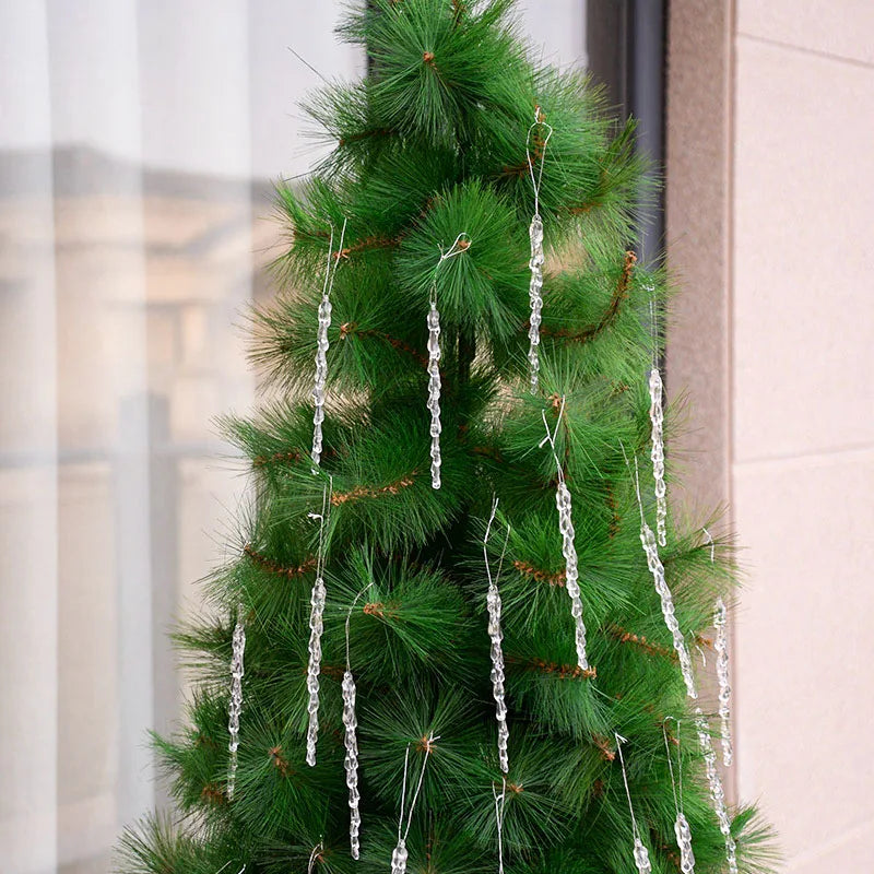 10Pcs Christmas Simulation Ice Xmas Tree Hanging Ornament Pendants Clear Fake Ice Winter Party New Year Navidad Decor for Home
